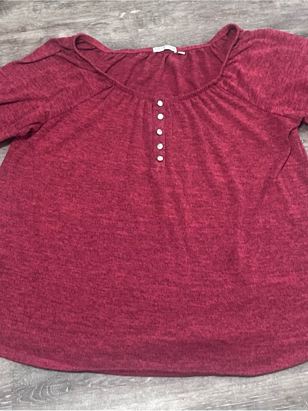 Notations Marled Red quarter Sleeve Henley Top - Picture 1 of 4